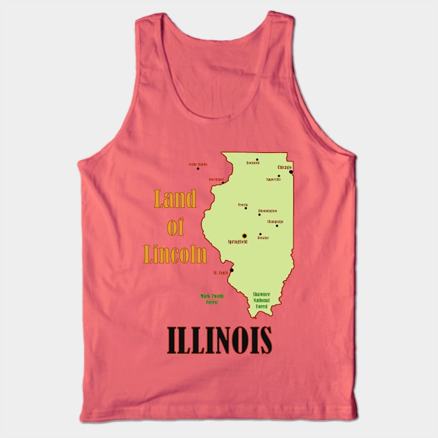 Illinois State Map Tank Top by Pr0metheus